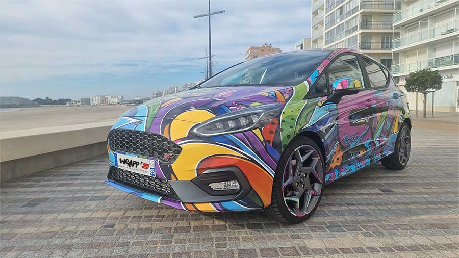 Wrapping Ford Fiesta ST style graffiti aux Sables d'Olonne en Vendée 85