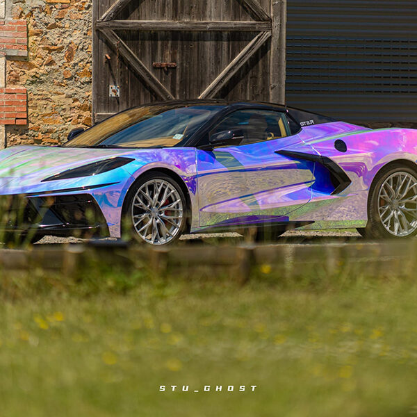 Personnalisation en chrome d'une Corvette C8 aux Sables d'Olonne, Vendée.