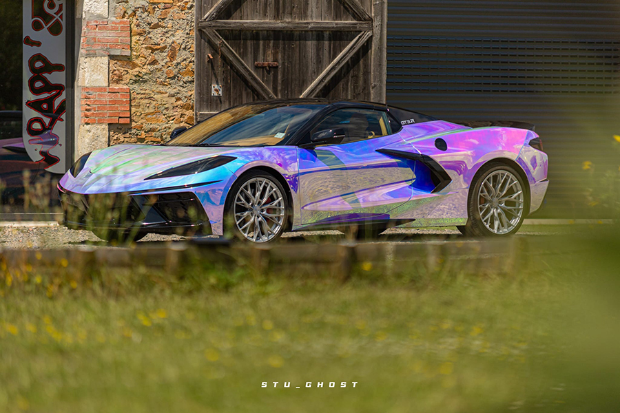 Covering chrome sur Corvette C8 aux Sables d'Olonne en Vendée