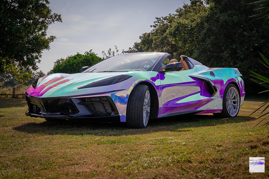 Covering d'une Chevrolet Corvette C8 en chrome aux Sables d'Olonne en Vendée